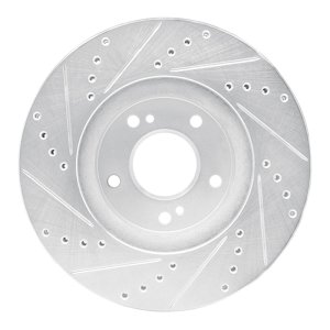 Infiniti Q45 Brake Rotor (1) - Front Right - R1 Concepts - Drilled & Slotted - Silver - `97-`01